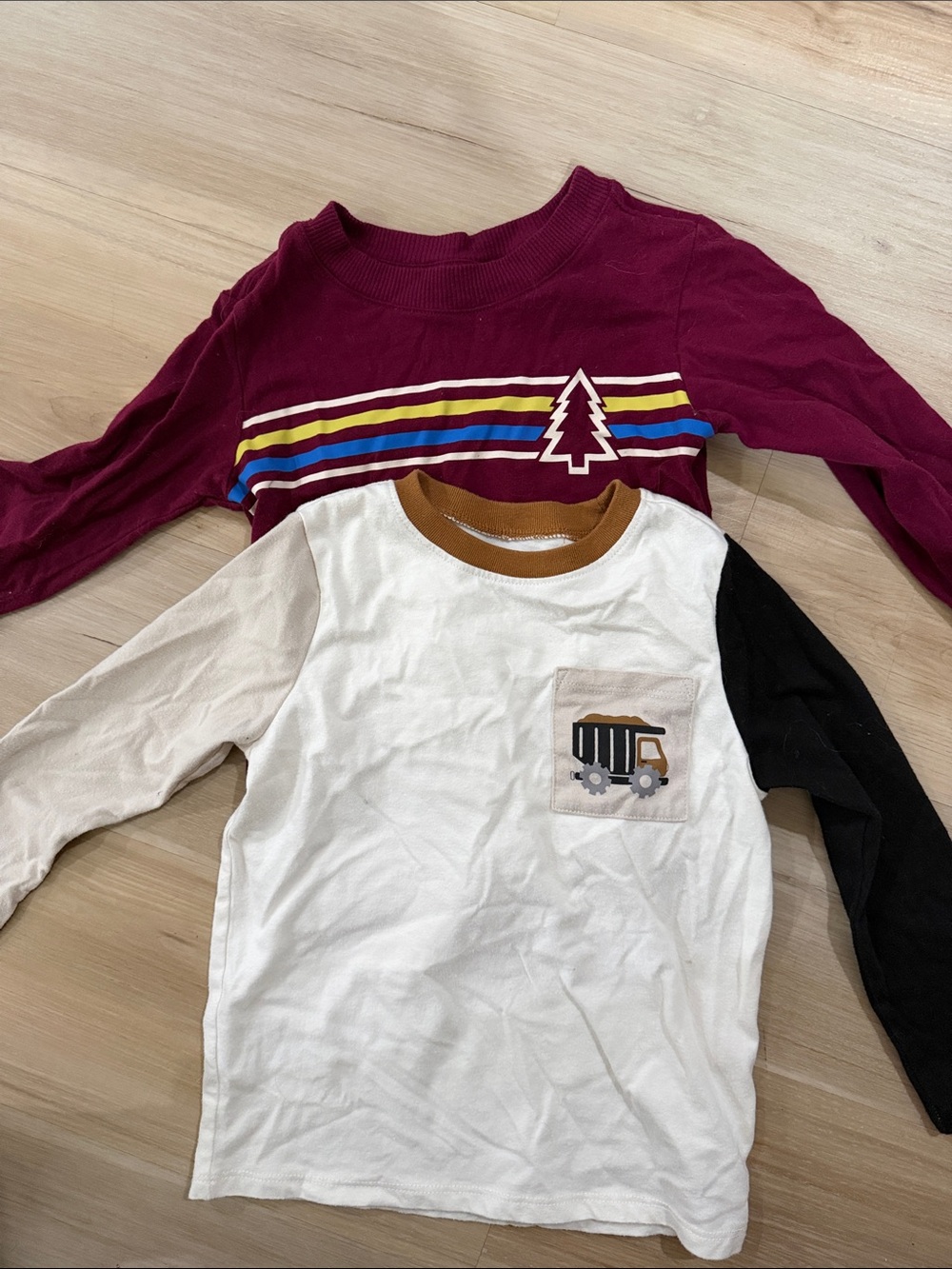 Kids Long-Sleeve Raglan Truck Tee - White, Black & Cream